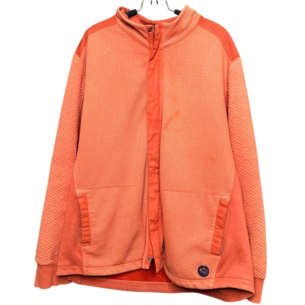 Carbon2Cobalt Orange Textured Quilted Full Zip Jacket Men's XXL Outdoor Stretch‎